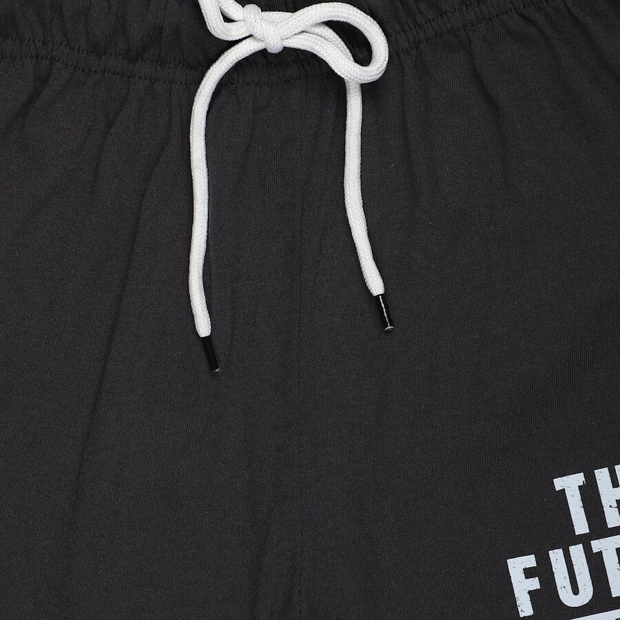 Boys' Grey Regular Fit Graphic Print Bermuda Shorts, गहरा ग्रे, large