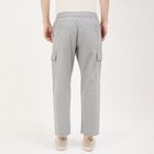 Men's Light Grey Slim Fit Flat-Front Trousers, हल्का ग्रे, small