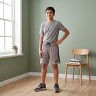 Boys Grey Regular Fit Athletic Bermuda Shorts, हल्का ग्रे, small