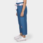Girls' Bright Denim Blue Wide Leg Floral Embroidered Jeans, हल्का नीला, small image number null