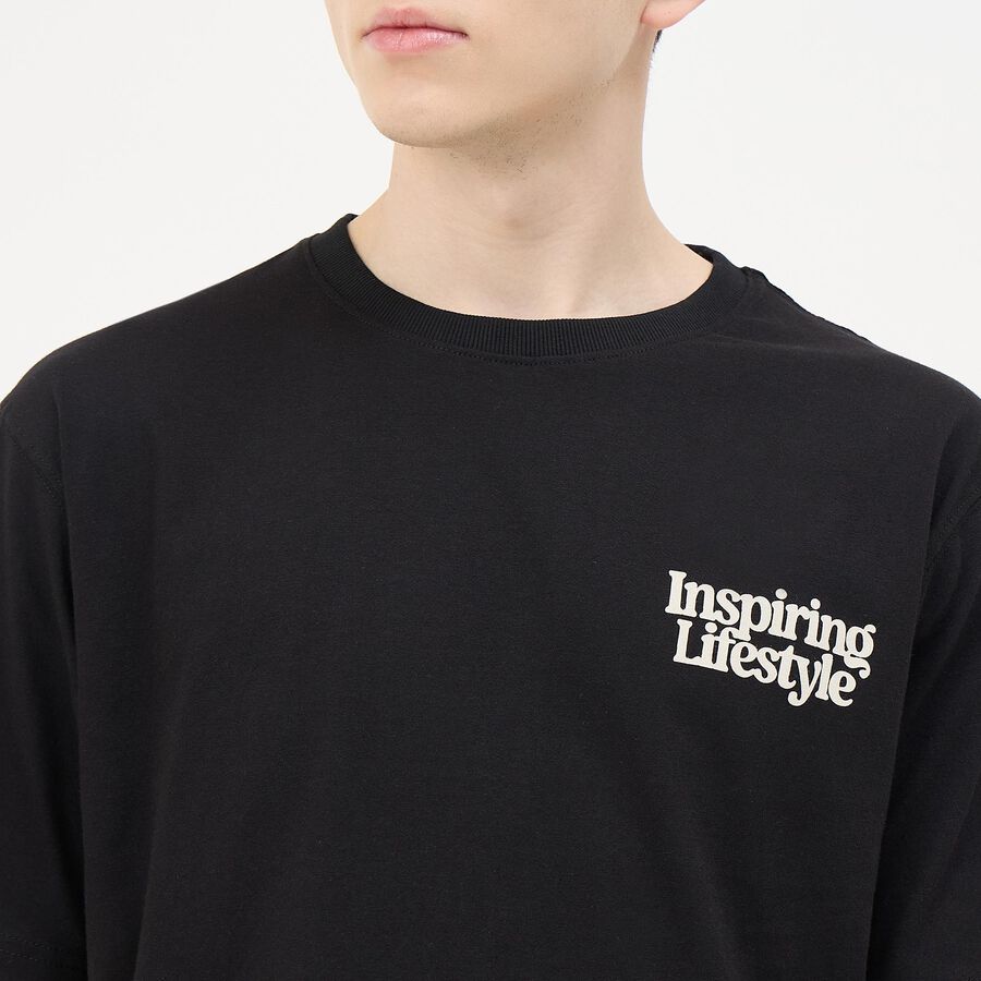 Men's Jet Black Cotton Round Neck Casual T-Shirt, Black, large