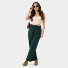 Ladies' Green Relaxed Fit Elastic Waist Harem Pants, Dark Green, small