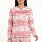 Women's Pink Straight Fit Geometric Printed Pyjama Set , हल्का गुलाबी, small