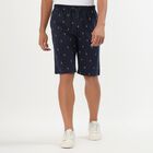 Men's Dark Navy Blue Relaxed Fit Anchor Printed Jamaican Shorts, Navy Blue, small image number null