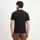 Men's Black Cotton Round Neck Classic T-Shirt, Black, small