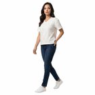 Women's White V-Neck Regular T-Shirt, Off White, small