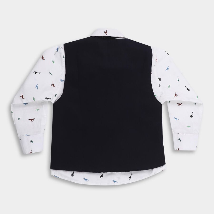 Boys' White Cotton Full Sleeve Classic Casual Shirt, नेवी ब्लू, large image number null