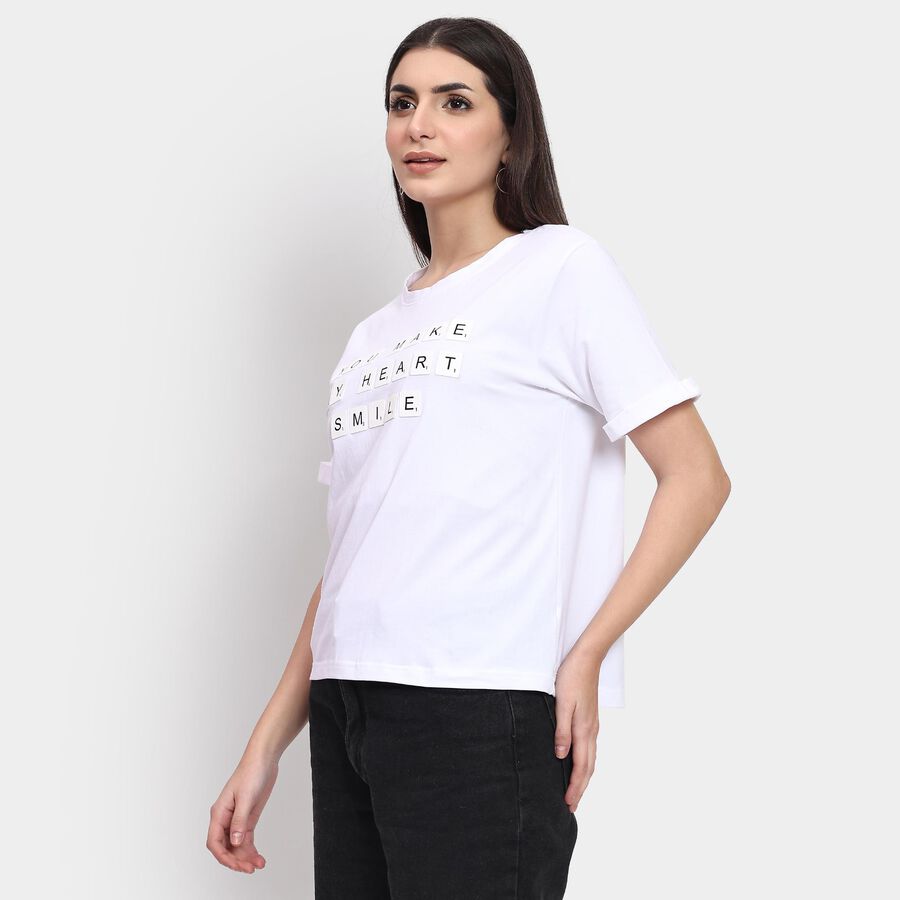 Ladies' Round Neck T-Shirt , सफ़ेद, large image number null