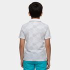 Boys' White Round Neck Printed T-Shirt, White, small