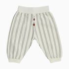 Infants White Striped Cotton Elastic Waist Pyjama, ऑफ व्हाइट, small image number null