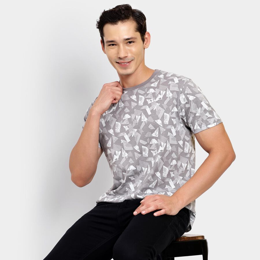 Men's 100% Cotton Round Neck Half Sleeves T-Shirt, Dark Grey, large image number null