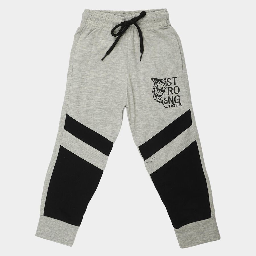 Boys Grey Jogger Fit Graphic Printed Pyjama, Light Grey, large