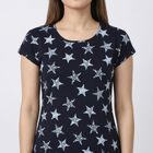 Women's Navy Blue Round Neck T-Shirt Style Nighty, Navy Blue, small
