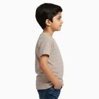 Boys Light Beige Crew Neck Casual T-Shirt, Beige, small