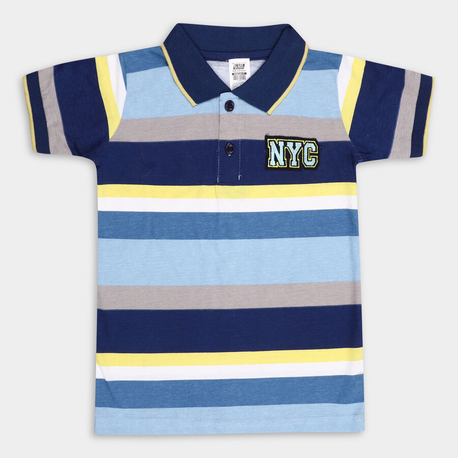 Boys' Cotton Half Sleeves T-Shirt, Navy Blue, large image number null