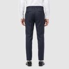 Men's Navy Blue Slim Fit Flat-Front Formal Trousers, Dark Blue, small