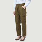 Women's Olive Green Regular Fit Casual Trousers, ओलिव, small