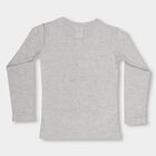 Girls' White Cotton Round Neck Casual Top, Melange Mid Grey, small image number null