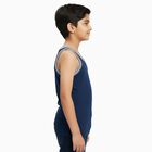 Boys Navy Blue Cotton Round Neck Sleeveless Vest, टील ब्लू, small image number null
