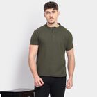 Men's Collared Half Sleeves T-Shirt, Olive, small