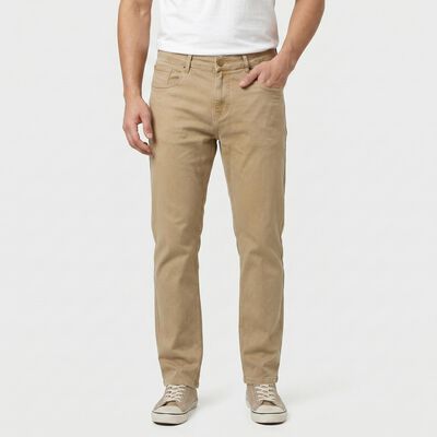 Men's Khaki Straight Fit Solid Jeans