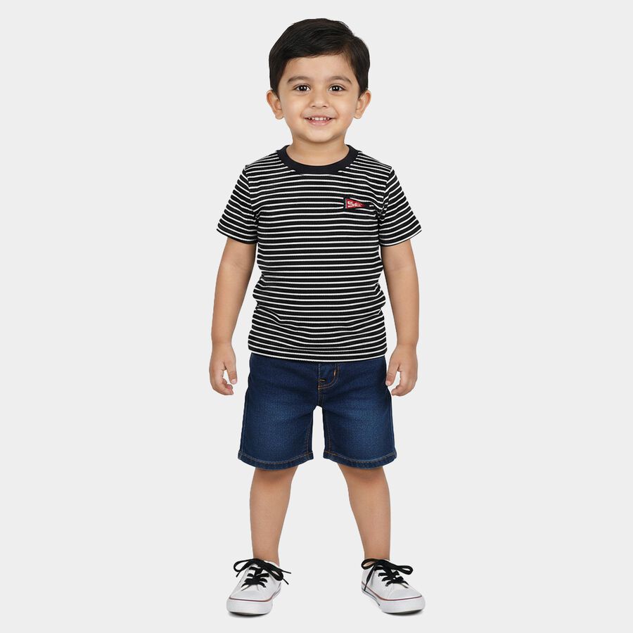Boys Navy Blue Round Neck Casual Boys T-Shirt, Navy Blue, large