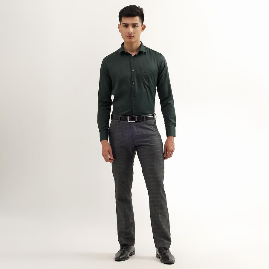 Men's Dark Forest Green Cut Away Collar Formal Shirt, Dark Green, large image number null
