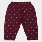 Girls' Wine Regular Fit Star Printed Capri, वाइन, small