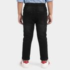 Boys Black Slim Fit Washed Jeans, Black, small