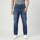 Men's Blue Straight Fit Classic Jeans, Dark Blue, small