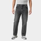 Men's Grey Straight Fit Washed Jeans, हल्का ग्रे, small