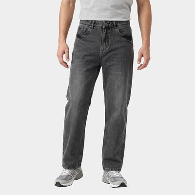 Men's Grey Straight Fit Washed Jeans