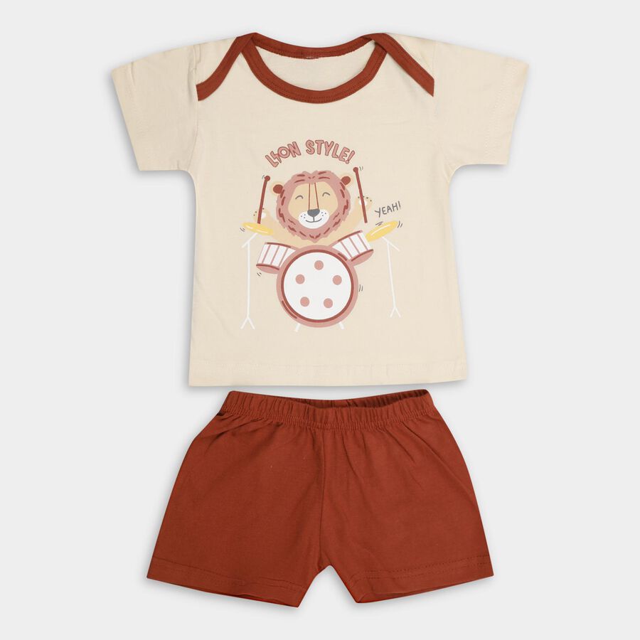 Infant Boys' 100% Cotton Baba Suit, Beige, large image number null