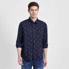 Cotton Printed Casual Shirt, Navy Blue, small image number null