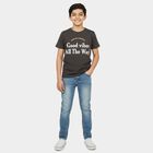 Boys' Half Sleeves T-Shirt, चारकोल, small