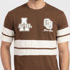 Men's Brown Round Neck Regular T-Shirt, Brown, small