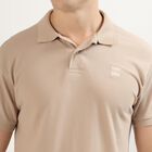 Men's Muted Beige Polo Collar Classic T-Shirt, Beige, small