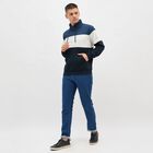 Men's Navy Blue and White High Neck Casual Sweatshirt, Light Blue, small image number null