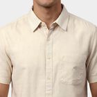 Men's Off-White Cotton Half Sleeve Classic Collar Casual Shirt, Off White, small