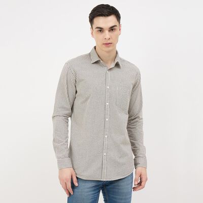 Men's Off-White Cotton Classic Collar Casual Shirt