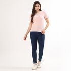 Women's Light Pink Round Neck Casual T-Shirt, हल्का गुलाबी, small