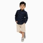 Boys Deep Midnight Navy Blue Cotton Full Sleeve Classic Casual Shirt, Navy Blue, small image number null