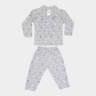 Infants Cotton Printed Night Suit, Melange Light Grey, small image number null