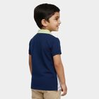 Boys Navy Blue Cotton Polo Collar Preppy T-Shirt, नेवी ब्लू, small