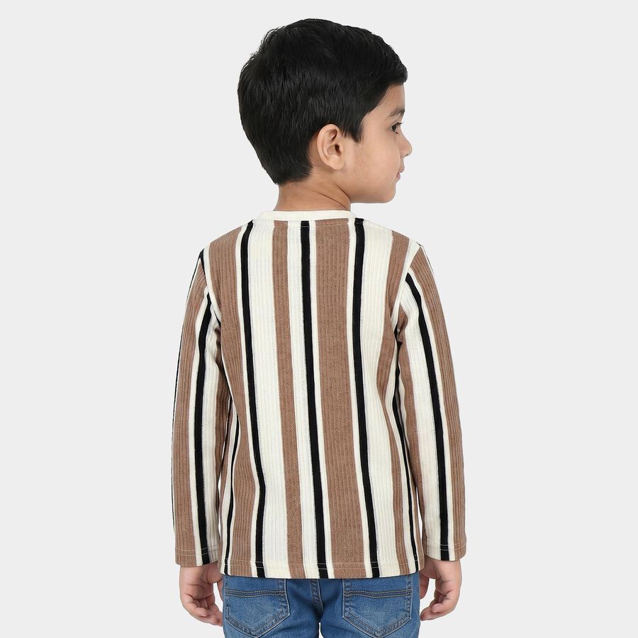 Boys Beige Crew Neck Regular T-Shirt, Beige, large