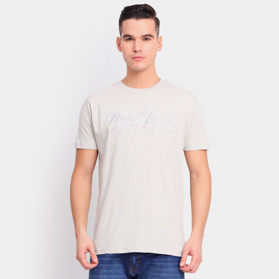 Men's 100% Cotton Round Neck Half Sleeves T-Shirt, Light Grey, large image number null