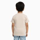 Boys Beige Cotton Round Neck Casual T-Shirt, Beige, small