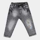 Infants Heavy Wash with Embroidery Rib Waist Jeans, Light Grey, small image number null
