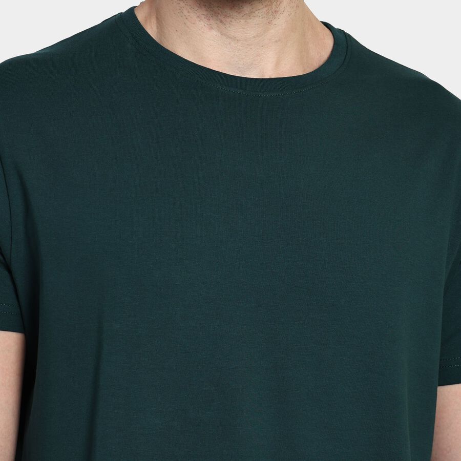 Men's Round Neck Half Sleeves T-Shirt, गहरा हरा, large image number null