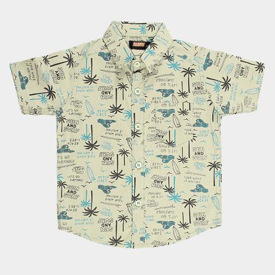 Boys' 100% Cotton Casual Shirt, Light Green, large image number null